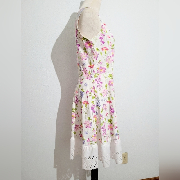 Vintage Victoria Holley dress 100% Cotton Size 10 lovely floral lace side zip - Picture 2 of 10
